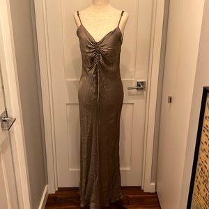 NEW Zara satin slip dress with ruched tie-string front